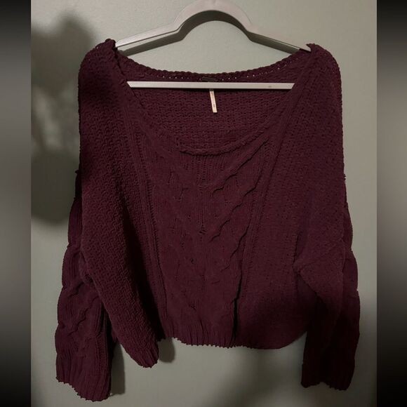 Free People Bulky Burgandy Maroon Sweater Size Medium - Picture 1 of 12